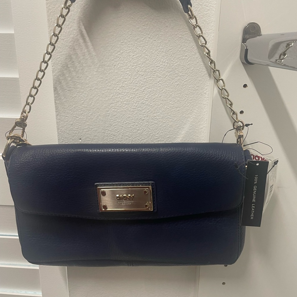DKNY Navy Blue Leather Purse, NEW
